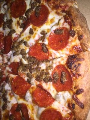 Sausage and pepperoni pizza