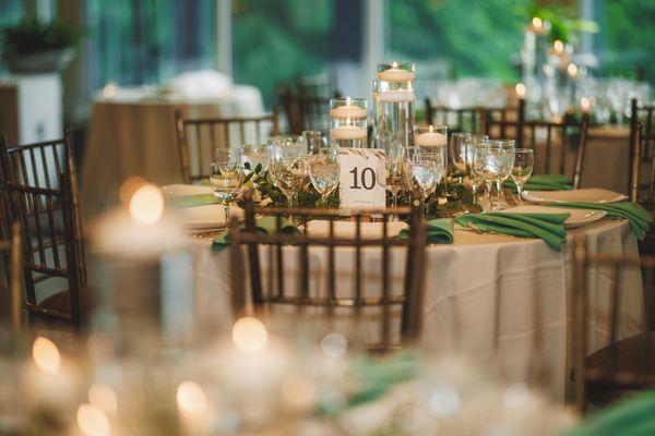 Reception decor at Tappan Hill Mansion