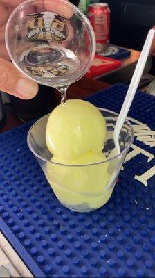 Some enjoyed mixing our  Pina Colada Italain Ice with a shot of Rum. We thought we should experiment with this idea too. We did!!