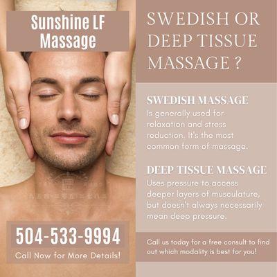 Sunshine LF Massage
 2755 Manhattan Blvd Suite E, Harvey, LA 70058
 Call us at 504-533-9994