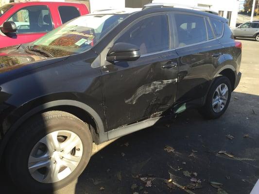 Toyota RAV4 with a damaged left side brought to us in November 2015.