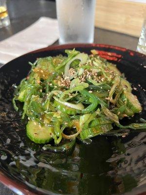 Smasher cucumber seaweed salad with sesame