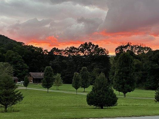 Sunset from front porch of Hanna House B&B!