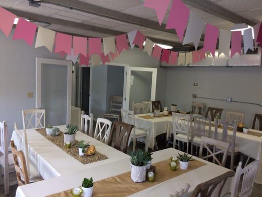 Upstairs venue. Perfect for small events of all kinds!Baby+ bridal showers, birthdays, bachelorettes + more