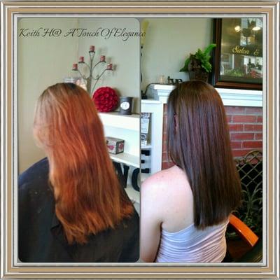 Vibrant natural brown over orange.