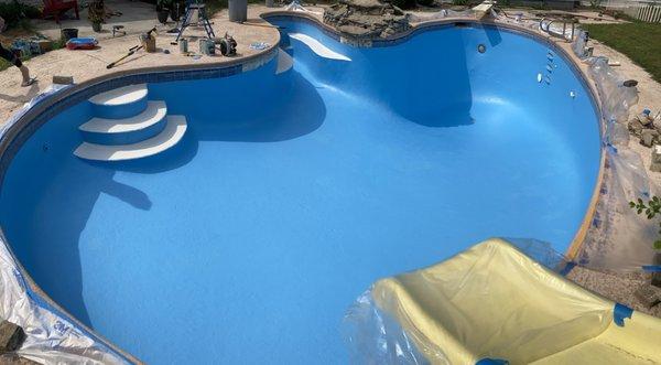 Pool blasting and re-coating