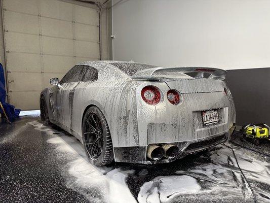 Maintenance wash on a 2016 Nissan GTR