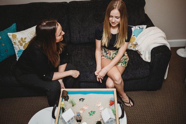 Teen therapy and sand tray