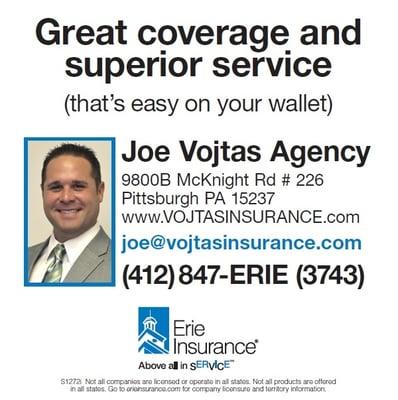 An ERIE Insurance Agency specializing in Auto, Home, Business, and Life insurance.  We will provide the  service you deserve!