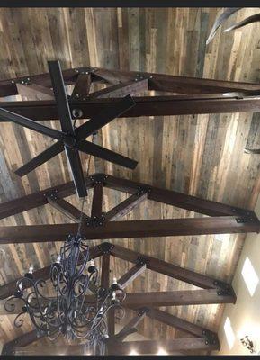 Reclaimed barn wood ceiling