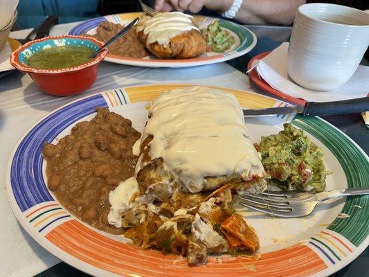 Vegetable chimichanga.  Other plate chicken chimichanga