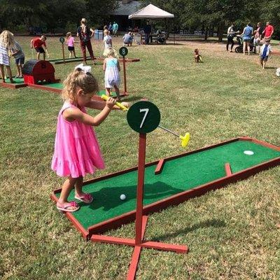 Portable Mini Golf can come to any event to provide hours of fun for "kids" from 1 to 101