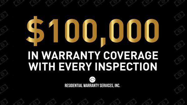 We provide over $100,000 in free warranty protection with every full home inspection.