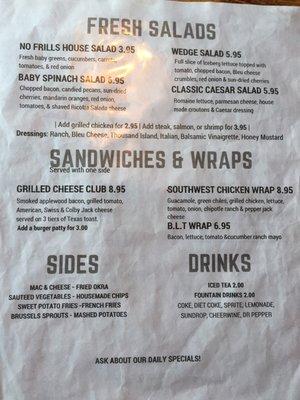 More of the menu