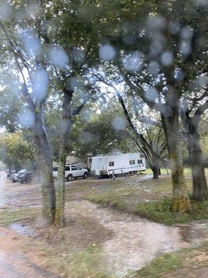 Trailer with broken in windows