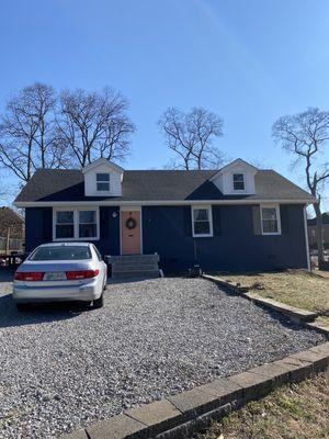 New roof and right side dormer, gutters, framing.