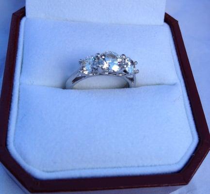 Another shot of the beautiful 3 stone diamond engagement ring!