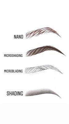 Different types of cosmetic brow tattoo we offer