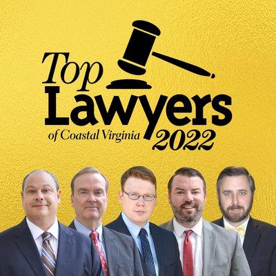 Top Lawyers of Coastal Virginia 2022: John Cooper, Jim Hurley, Bill O'Mara, Griff O'Hanlon, John Baker.