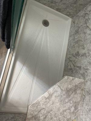 Slip resistant walk in shower base