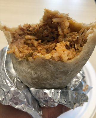 "Regular" carnitas burrito