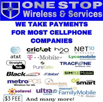 Cellphone payments for under contract or prepaid companies