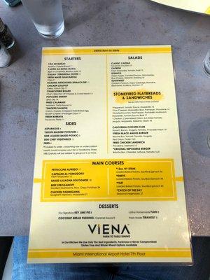 Front of menu