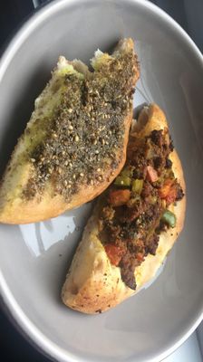 Zatar pie and meat pie (zatar is very oily)