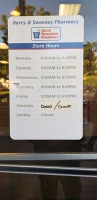 New business hours January 2020