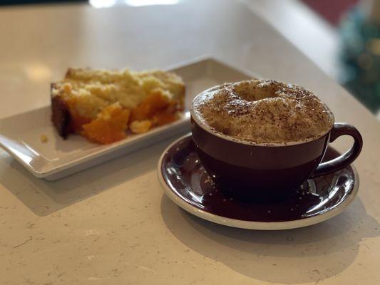 6 oz. Cappuccino and Orange cake