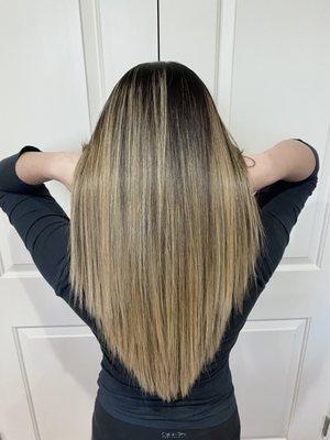 Long layers, V shaped.