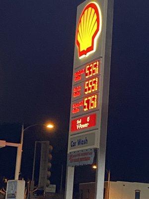 Current gas prices on the sign- 12/4/22