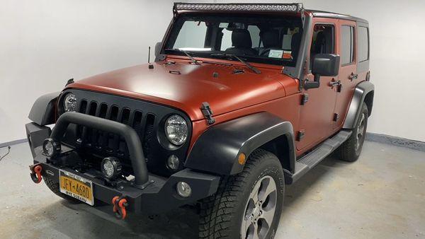 Satin Vampire Red Wrapped Jeep Wrangler