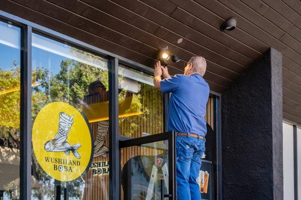 Steve installed our ring floodlight and all of our ring security devices at our Wushiland Boba sop