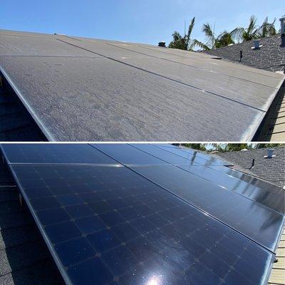 Before & After Solar Panel Cleaning