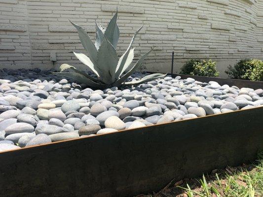 Custom metal Planter and mexican beach pebbles