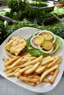 American hamburger and fries available for lunch as well!