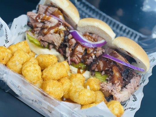 Brisket Sliders & Tata Tots