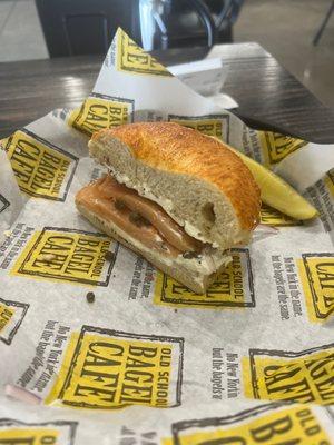 Double Lox on a jalapeño cheddar bagel. Freaking awesome!