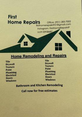 Remodeling and repairs