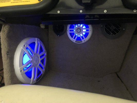 Rockford M1 Speaker and Sub w/ Color Optix in a Customer's Boat