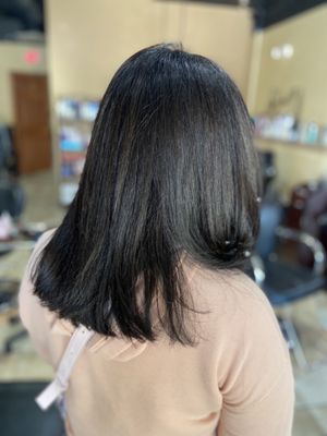 Other side of cut and blow dry