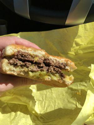 Great Cheeseburger! On this one I requested half the cheese normally put on it. The first one I had, had the full cheese, and it's a lot!