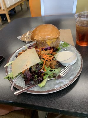 Towering warm meatloaf sandwich