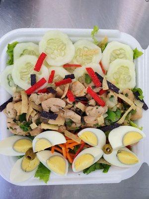 Grilled chicken Salad with eggs.