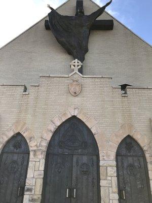 Front of church from outside.