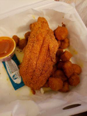 Catfish (I ate a piece) and seasoned fried okra (VERY good as well) 5stars!