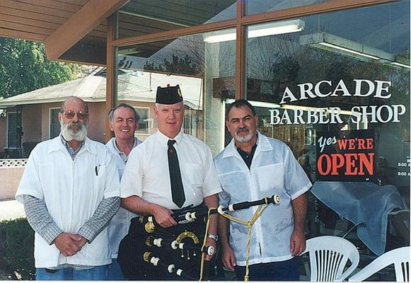 From Left: Phil, Mel, Mikey & Tom at the Arcade Barber Shop on St. Pat's