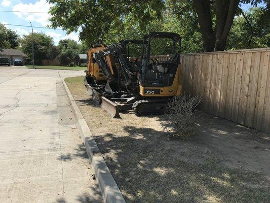 Dozers parked under my tree just to prove their point