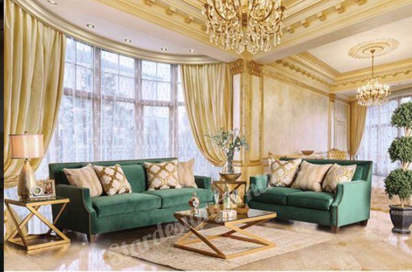 Green sofa & Loveseat